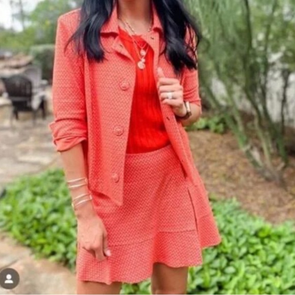 CAbi Matchmaker Orange Textured Skort Suit Set - Picture 2 of 14